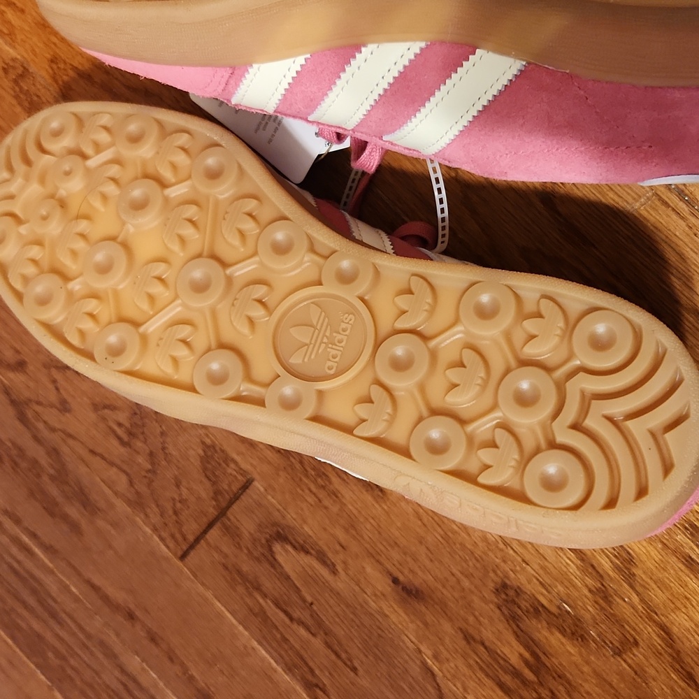 adidas Pink Suede Gazelle Women's Sneakers with White Stripes - Picture 5 of 7
